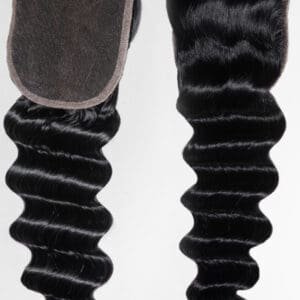 Close-up of textured, wavy black socks with a gray cuff.