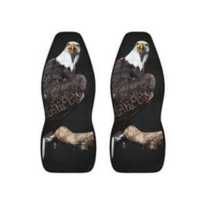 Black socks featuring realistic bald eagle designs with fierce expressions.