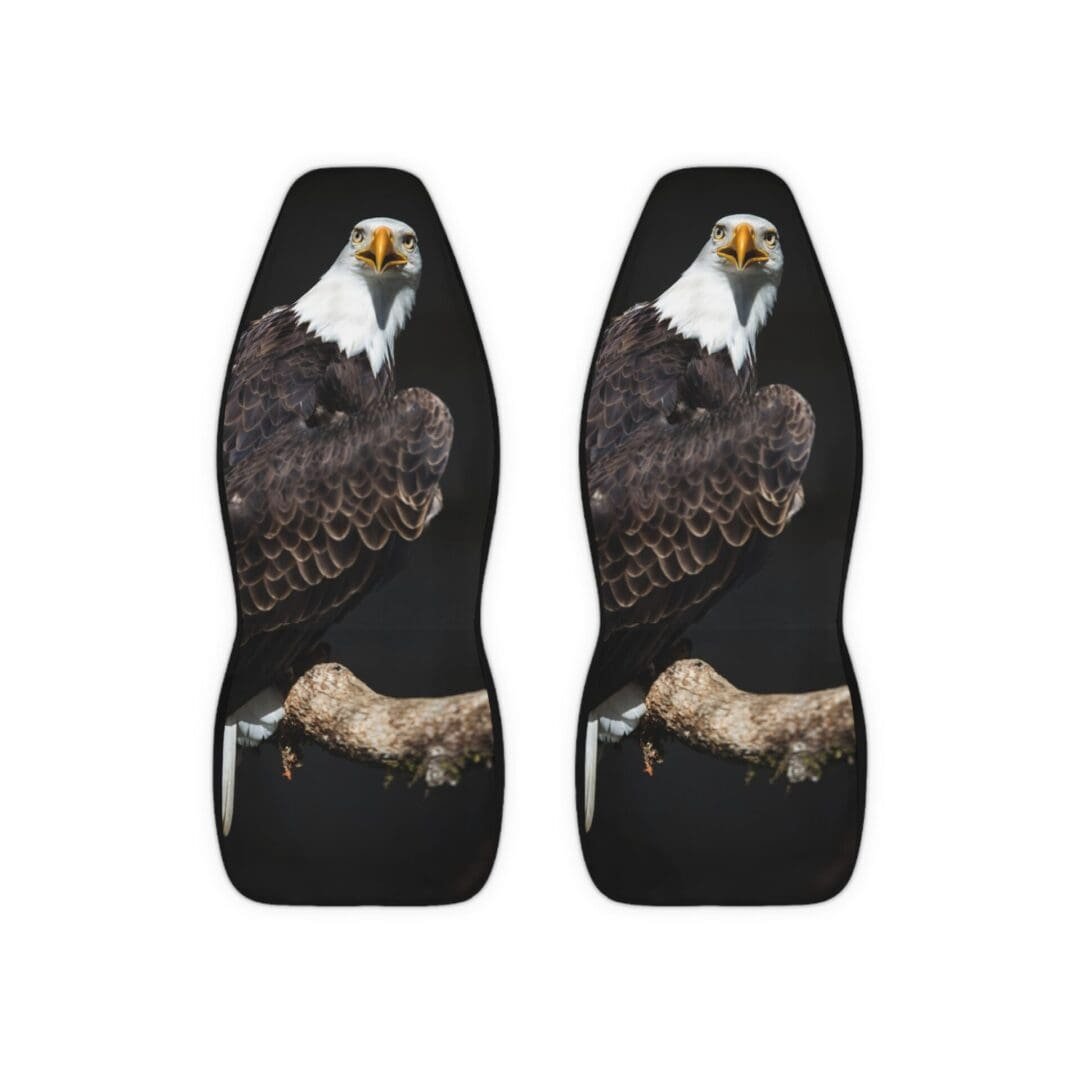 Black socks featuring realistic bald eagle designs with fierce expressions.